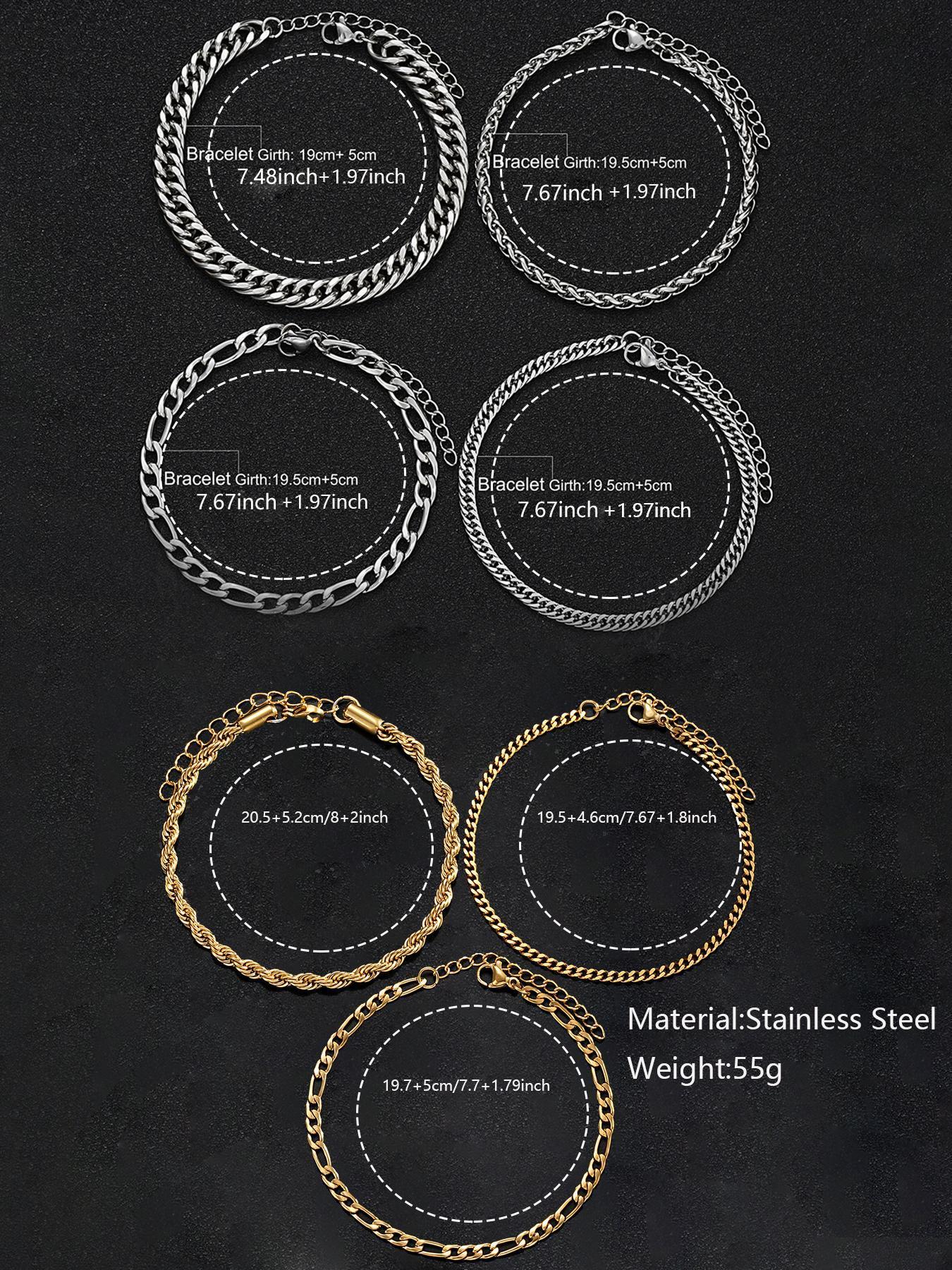 Men's Simple Plain Stainless Steel Link Chain High Quality Bracelet, Casual Fashionable Jewelry for Party, Daily Clothing Decor, Trendy All-match Elegant Jewelry Bracelet for Birthday Gift Couples Gifts, Stackable Bracelets Stack, Snake Chain Bracelet