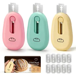 3-Pack Bread Lame, Professional Sourdough Scoring Tool & Bread Scoring Tool, Dough Scoring Tool Set with  Handle, Includes 10   & Scoring Patterns Booklet