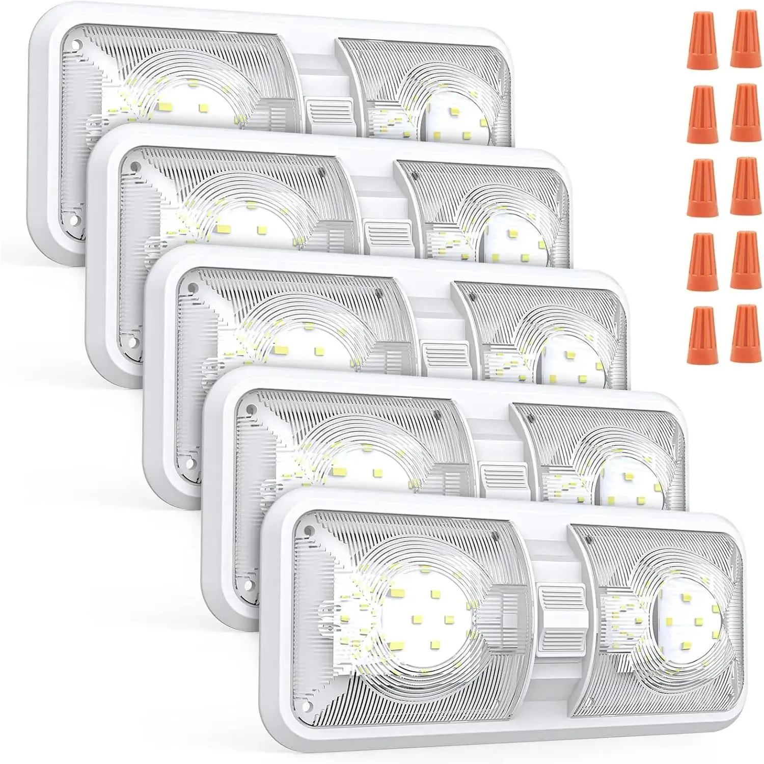 Lights Interior Ceiling Lights, 12V Lights Double Dome Light Fixture with Switch for Car Trailer Camper Boat, Natural White