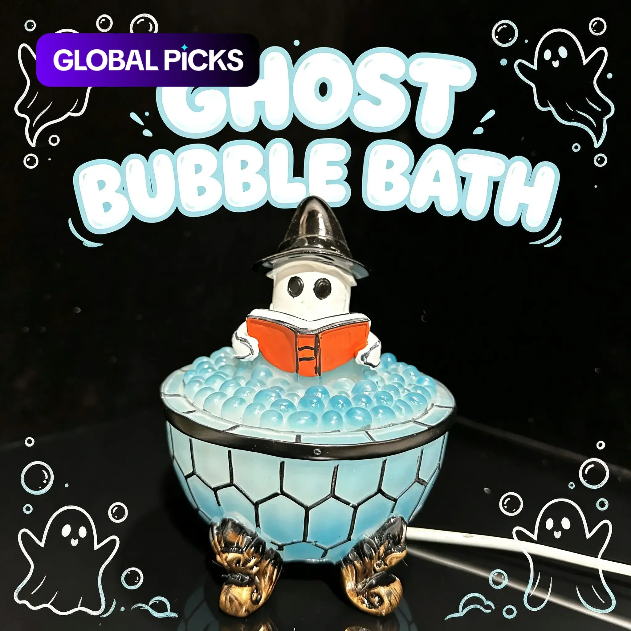 Halloween Ghost Bubble Bath Light, USB Powered LED Night Lamp, Horror Reading Light, Perfect for Bathroom, Desk, Party Decorations, Decorative Atmosphere Lighting