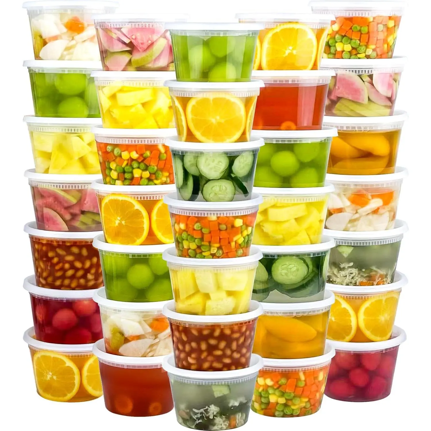 60 Sets (120-Piece) Deli Containers with Lids 16 oz, Leak-Proof & BPA Free Airtight Takeout Plastic Food Storage Containers for Soup, Freezer/Microwave/Dishwasher Safe