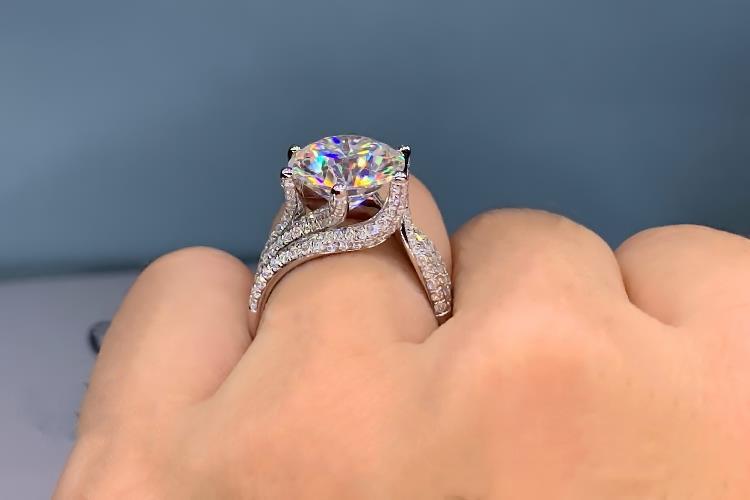 5ct Luxury Moissanite Diamond Ring - 925 Silver plated with 18K gold   Full Diamond Popular Women's engagement wedding Ring ,D-VVS1, GRA, J088