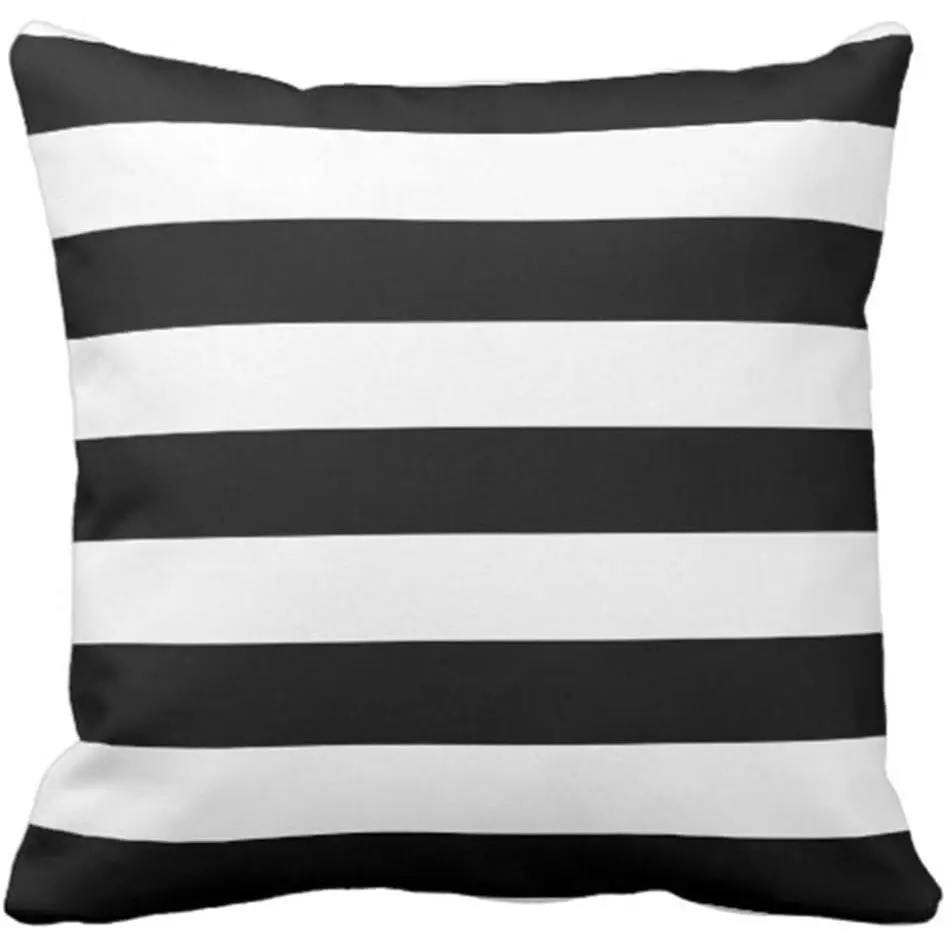Throw Pillow Cover Horizontal  Stripe Wide Decorative Pillow Case  Decor Square 20 x 20 Inch Pillowcase