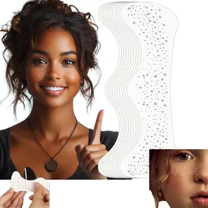10Pcs Silver Glitter Freckles Face Tattoos, Sparkle Makeup Speckles Patches, Temporary Face Glitter Stickers, Natural Shimmer Freckle Makeup for Women Kids Daily Party Festival Use