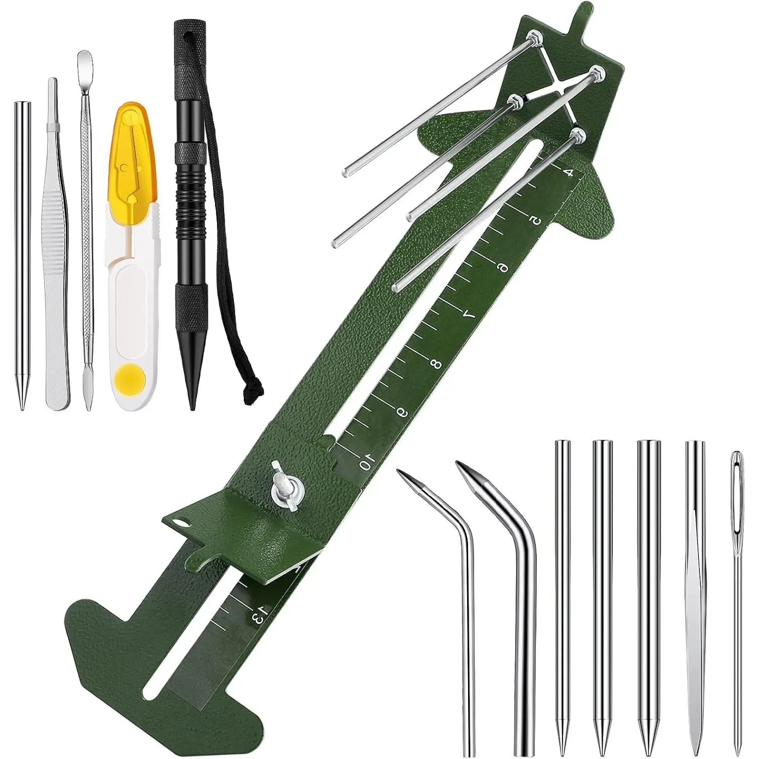 Paracord Bracelets Kit Paracord FID Set Adjustable Length Stainless Steel Lacing Needle DIY Craft Maker Tool 4 Inch to 13 Inch Weaving Knotters Tool for Jewelry Supplies Army Green
