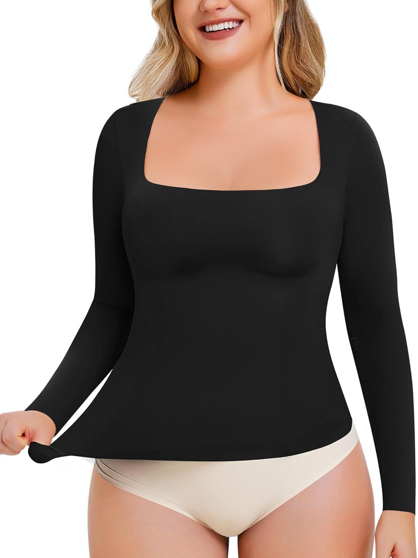 Women's Seamless Slim-Fit Long Sleeve Top, High Elasticity Comfortable Breathable Fabric, Casual All-Season Wear, No Underwear Needed