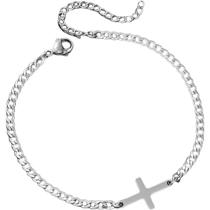Geometric Stainless Steel Bracelets for Women and Men  Heart Shape Triangle Charms Link Chain Bracelets Simple -hop Bracelets