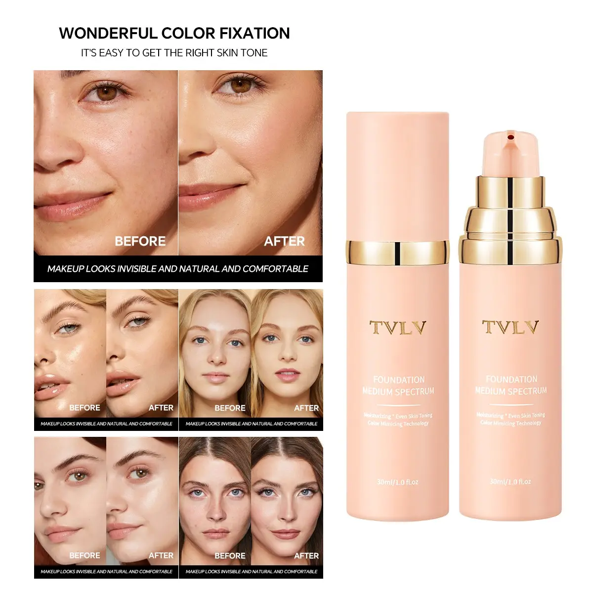 4 in 1 Color Changing Foundation Concealer, Hydrating Lightweight Long Lasting Sweatproof Waterproof BB Hypoallergenic Base Makeup, Light & Full Coverage CC Cream, Hides Wrinkles Lines & Blemishes for Mature Skin, Skin Finish, Cosmetics Products