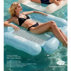 Lightweight Inflatable Water Float with Mesh Seat – 4 Independent Air Chambers Pool Lounger, Foldable Portable Swimming Mattress, Thickened Wear-Resistant PVC Floating Bed for Summer Pool & Beach Relaxation, USA Summer Vibe