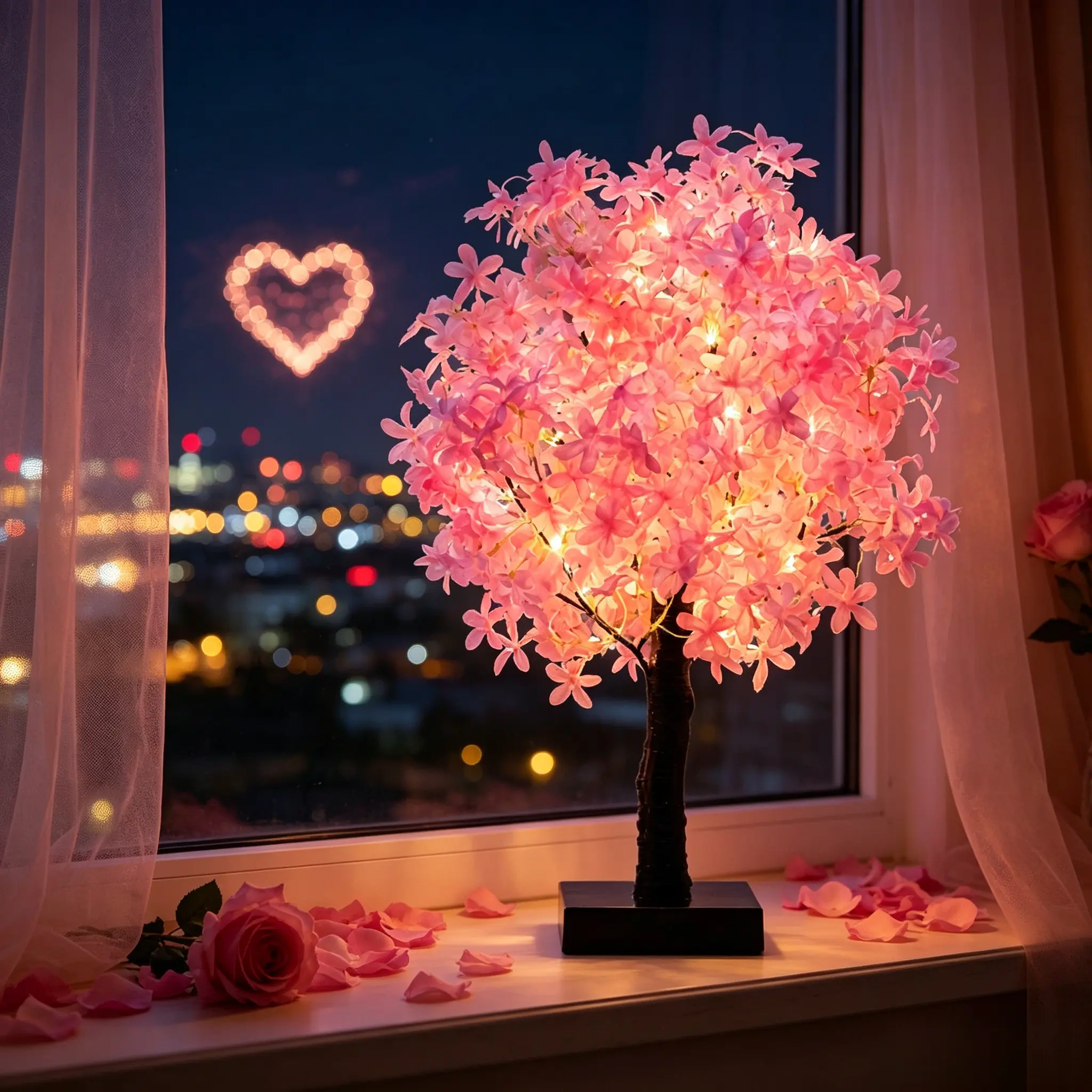 Cherry Blossom Flower Design Tree Night Light, USB Powered Table Lamp, Room Lights for Bedroom, Versatile Holiday Decoration Lights For Indoor Bedroom, Valentine's Day Gift, Home Decor, Decorative