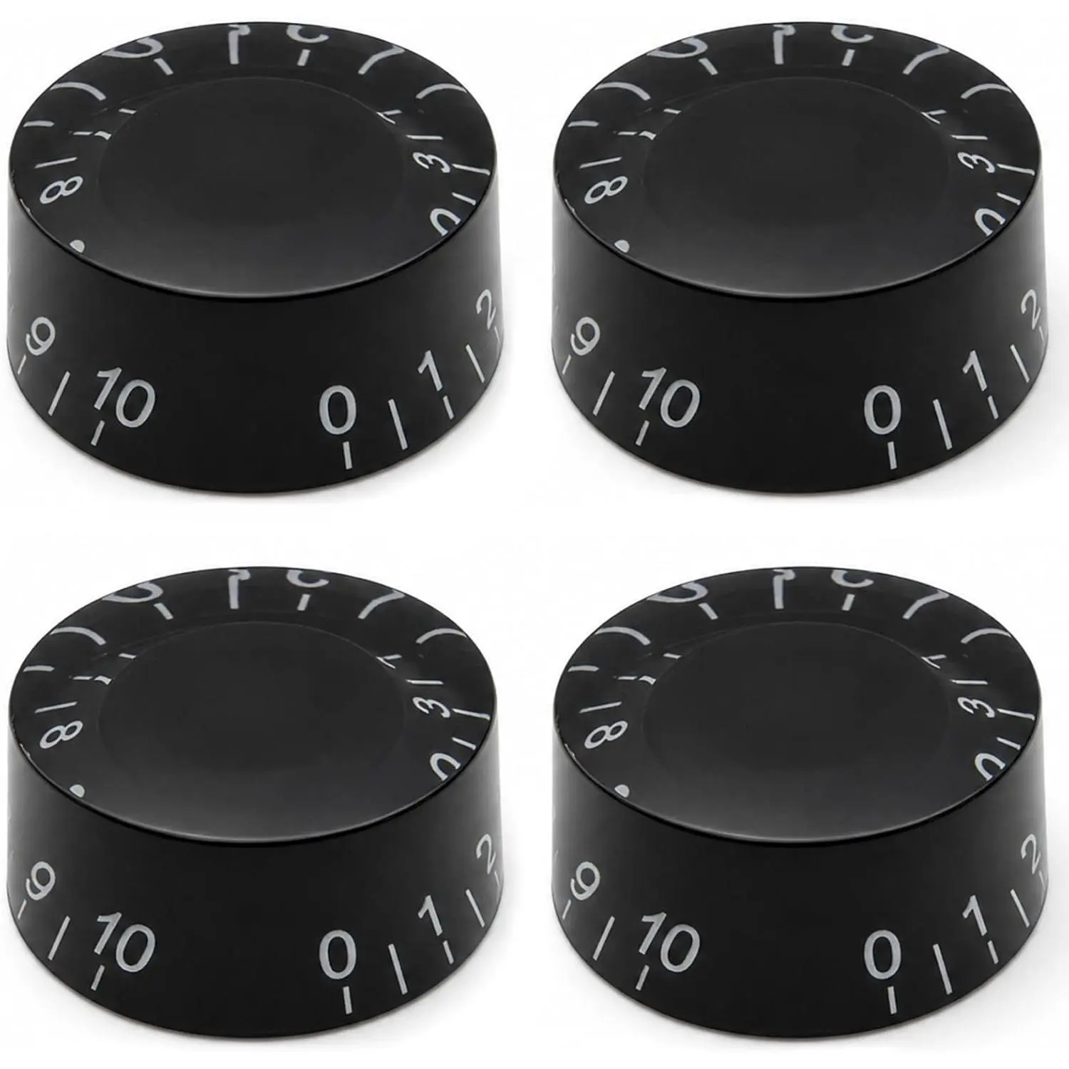 4-Pcs (18-Spline) Black LP Electric Guitar Knobs and Guitar Bass Speed Volume Tone Control Knob Metric LP Style Electric Guitar   Set of 4 count Black