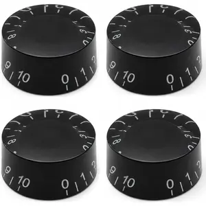 4-Pcs (18-Spline) Black LP Electric Guitar Knobs and Guitar Bass Speed Volume Tone Control Knob Metric LP Style Electric Guitar   Set of 4 count Black