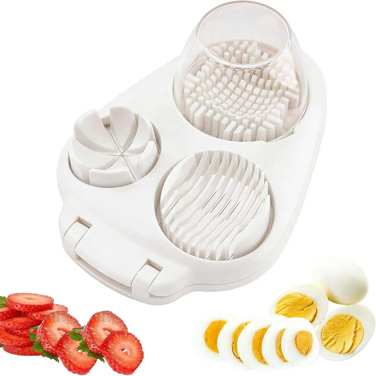 Egg Slicer, Manual Egg Slicer for Hard Boiled Eggs, 3 Slice Modes Chopper Cutter Stainless Steel Dicer, Kitchen Gadget for Butter Strawberry Tomato, Labor Saving