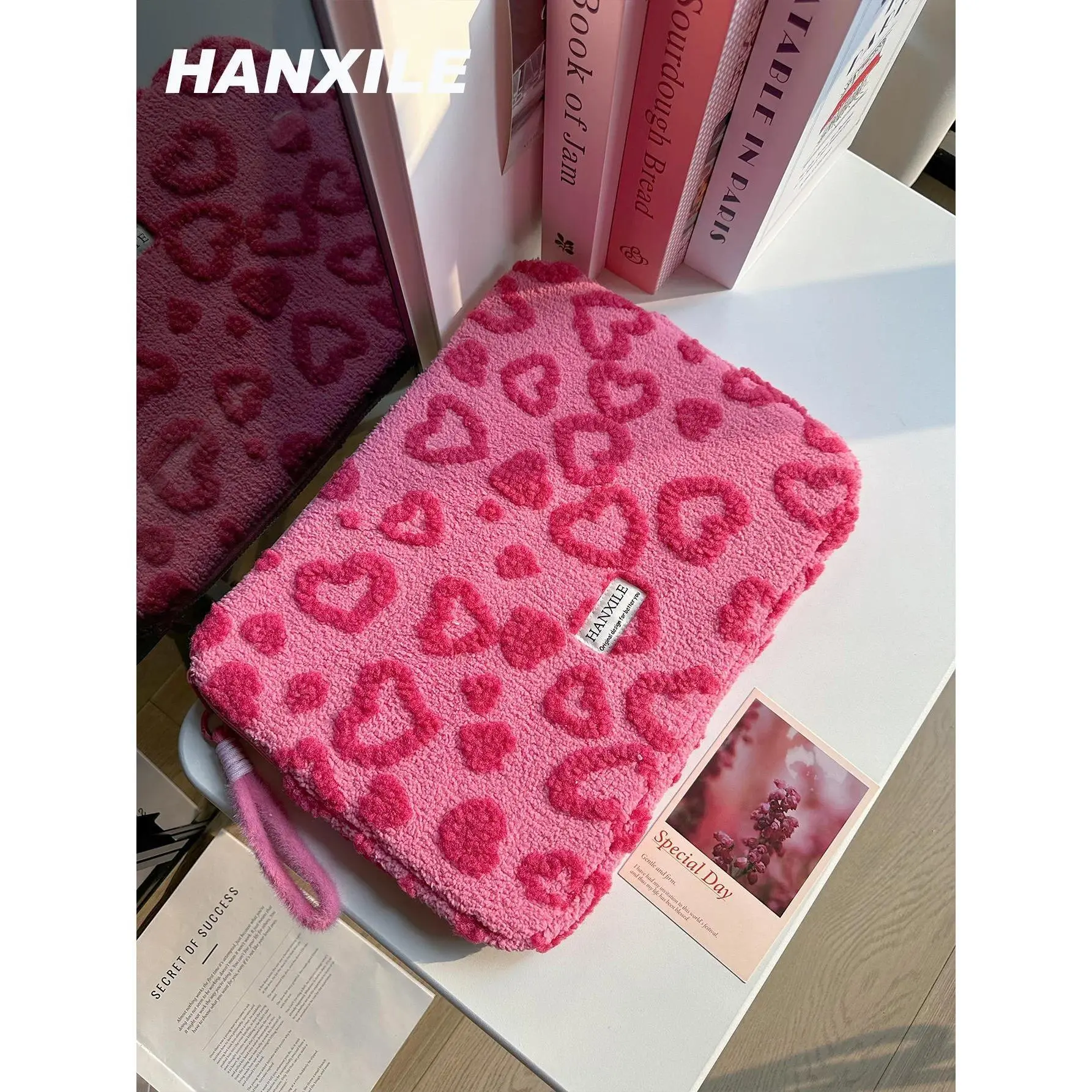 Plush Love Heart Laptop Bag iPad Tablet Bag 11/13/ 15inch Laptop Storage Bag