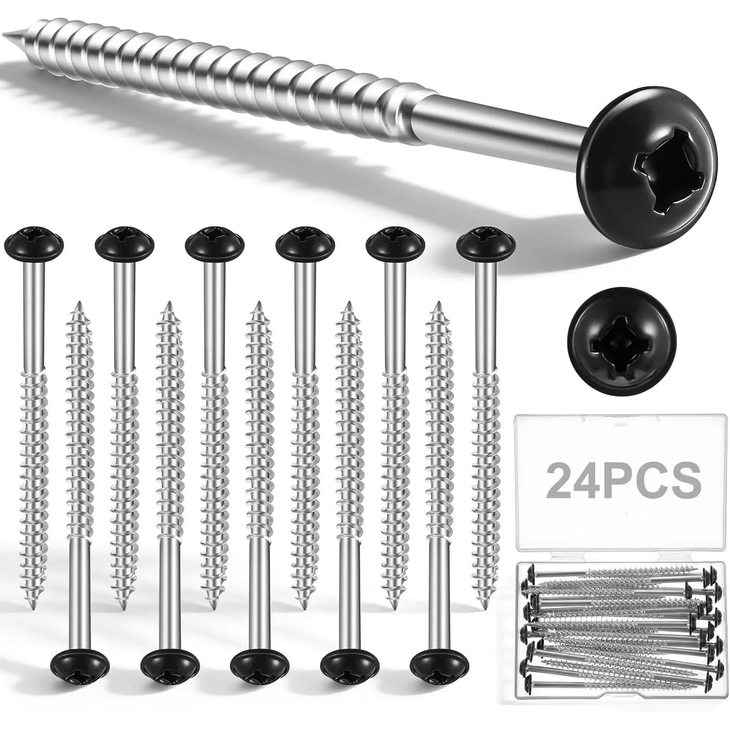 24 Pcs Shutter Fasteners 3 Inch Painted Screws for Vinyl Shutters Metal Carbon Steel Screws for Outside Windows Wood (Black)