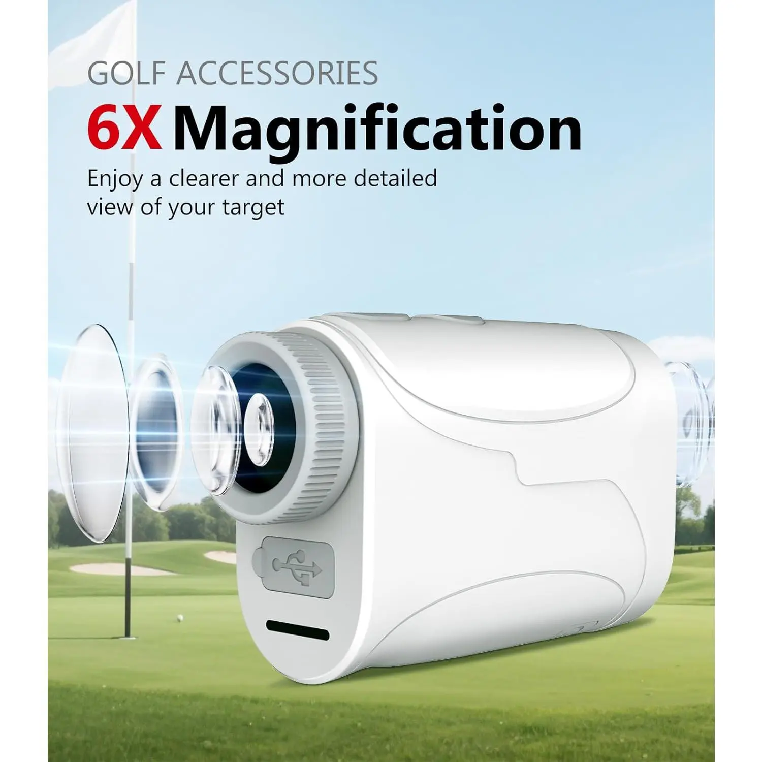 1000 Yards Golf Rangefinder with Slope, Rechargeable Laser Range Finder, 6X Magnification, Flag Lock Vibration Alert