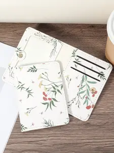 Women's minimalist floral print card bag, foldable buckle with multiple card slots, ultra-thin, lightweight and portable ID card, credit card, coin card bag, very suitable for outdoor use