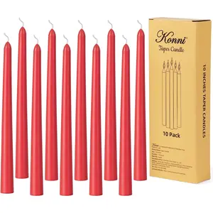 0.87×10 Inch Red Taper Candles, Unscented and Smokeless Tall Candlesticks, 10 Pack Tapered Candles with Cotton Wicks, Long Burning, Ideal for Weddings, Dinner Parties, and Home Décor