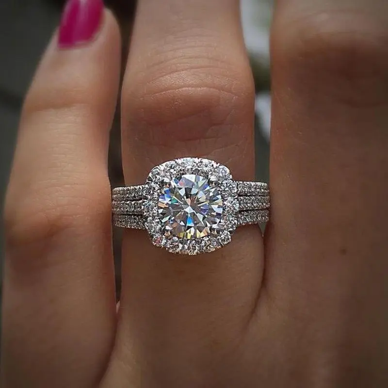 Luxury Zircon Rings for Women, Sparkling Cubic Zirconia Copper Wedding Bands, Elegant Engagement Rings with Diamond Look Design, Minimalist Fashion Jewelry for Bride, Anniversary Gift, Daily Wear Ring