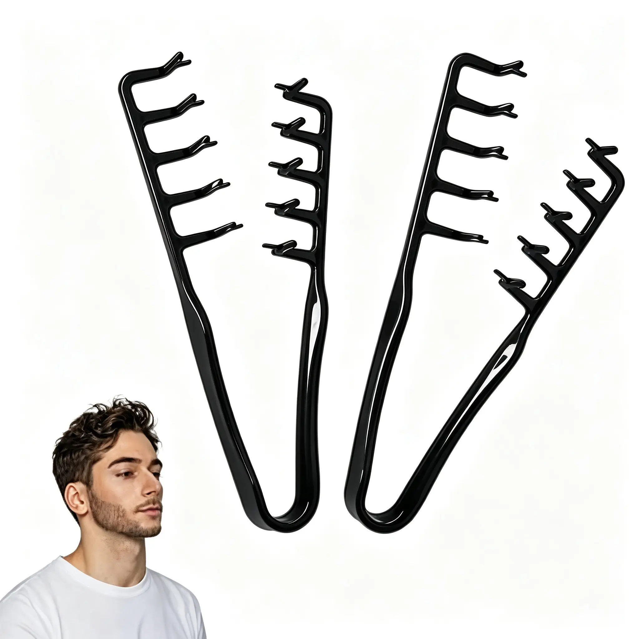 2 Piece Texturizing Comb Set, Wide and Fine Teeth Hair Styling Tool, Anti-Frizz Volumizing Brush for Men and Women, Essential for Hairstylists, Volume Comb
