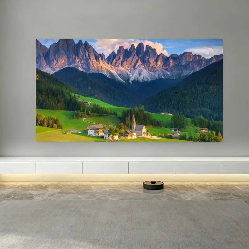 16:9 Wall Mounted Washable Projector Screen, Projection Screen, Anti-Light, Ironable, Portable, Suitable for Outdoor Camping, Room, Office Use