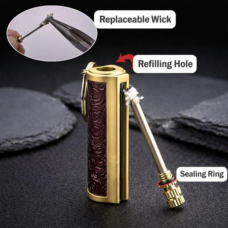 Retro Permanent Match Lighter Gift,Keychain Lighter Classic Refillable Keychain Lighter, 10000 Times Ignition Portable Fire Stick for Camping & Everyday Carry (Fuel Not Included)