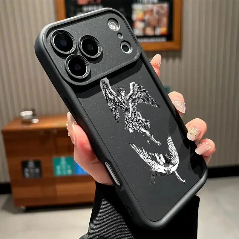 Angelic Battle Soft Silicone Smartphone Case - Durable, Anti-Scratch, Shockproof Protective Casing for iPhone 17,16,15,14,13,12,11 Series | Cellphone Accessories