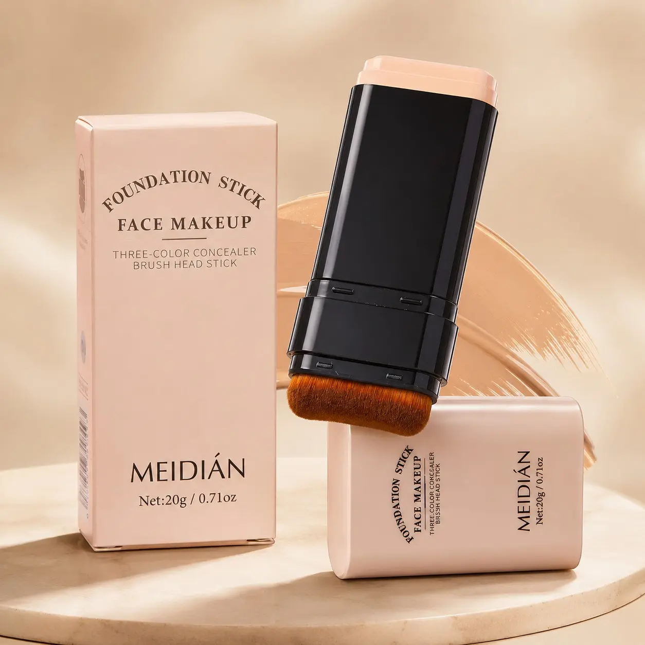 Double-Ended Foundation Stick, Three Colors Available, Lightweight Breathable, Waterproof Sweatproof, Natural Bare Makeup, Portable Quick Application