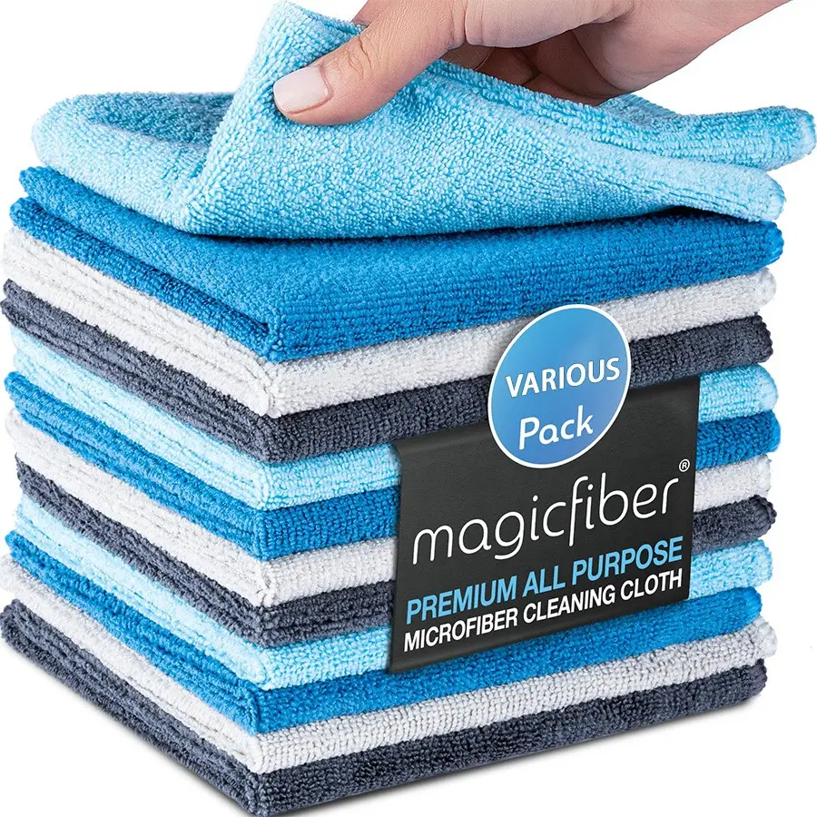 Super Absorbent Quick-Dry Microfiber Cleaning Cloth, 5/10 Pack, 9.84x9.84 Inches, Durable, Non-Scratch, Kitchen & Bathroom Use
