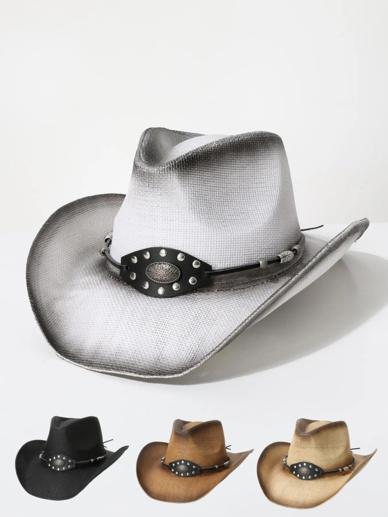 Unisex Western Cowboy Hat, Cowgirl Hat, Vaquero Hat, Straw Visor Hat, Vintage Sunhat, Perfect for Theme Parties, Costume Nights, Beach Wear, All Seasons