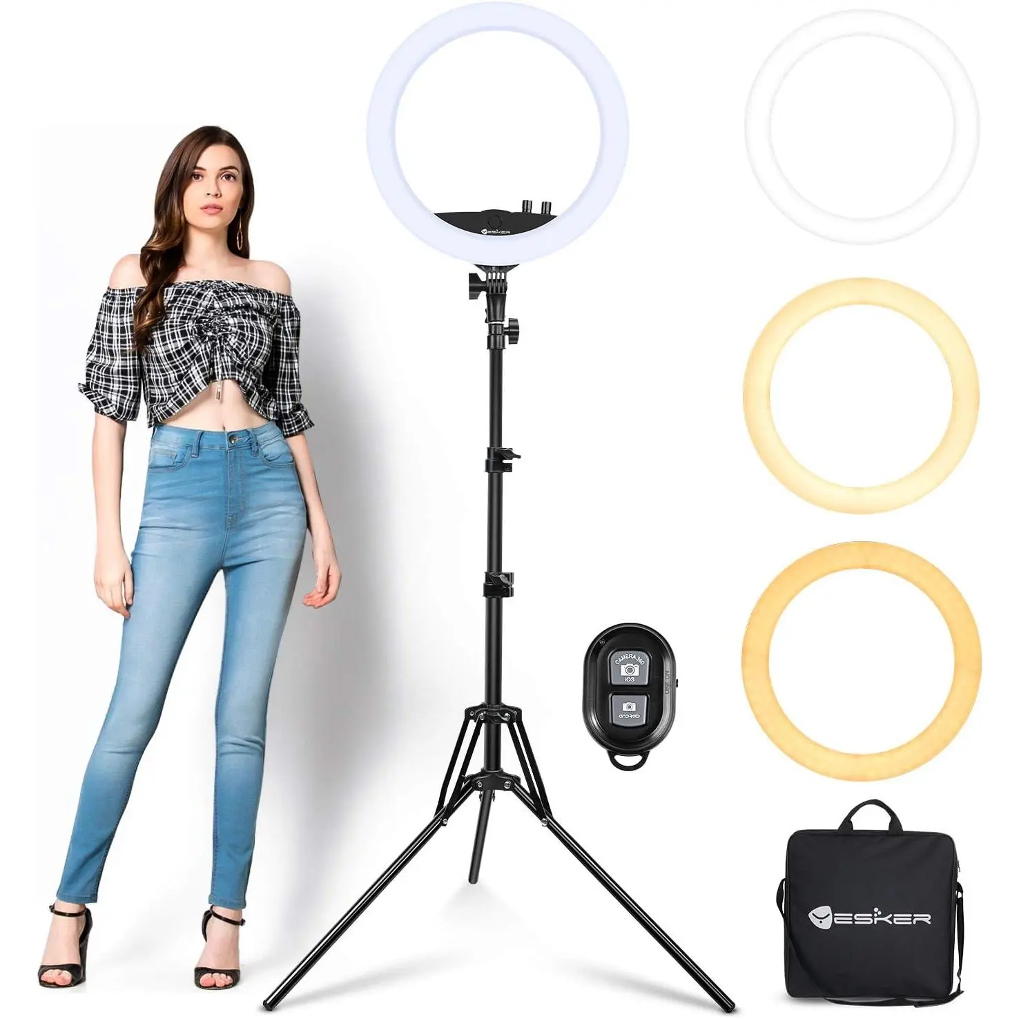 Nilight 14-Inch LED Ring Light Kit with Extendable Tripod Stand, Mobile Phone Holder, Adjustable Color Temperature - Selfie Accessory for DSLR Camera, Vlog, Makeup, Port Connectivity