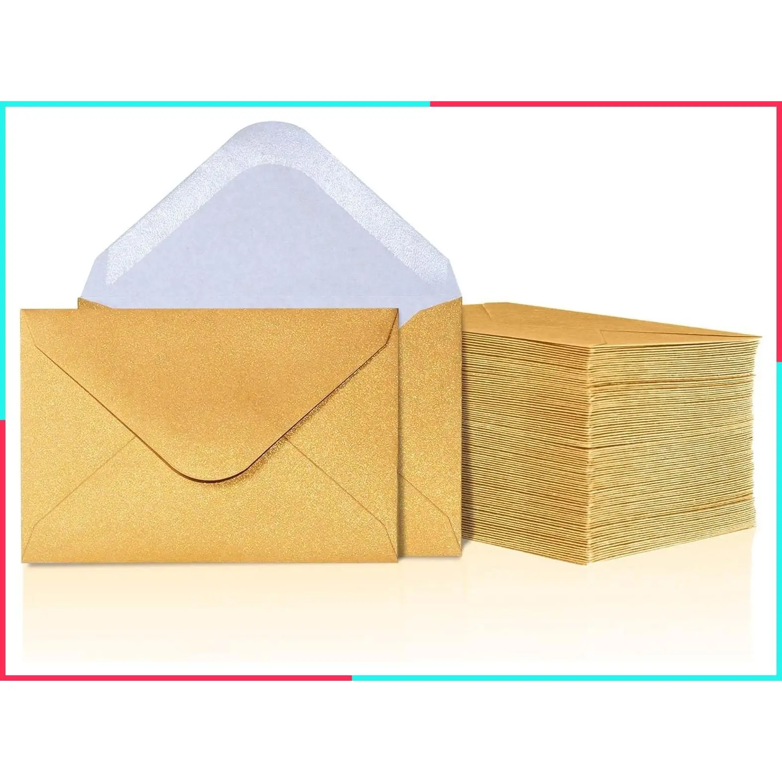 Gift Card Envelopes - 100-Count Mini Envelopes, Paper Business Card Envelopes, Bulk Tiny Envelope Pockets for Small Note Cards, Gold, 4 x 2.7 Inches