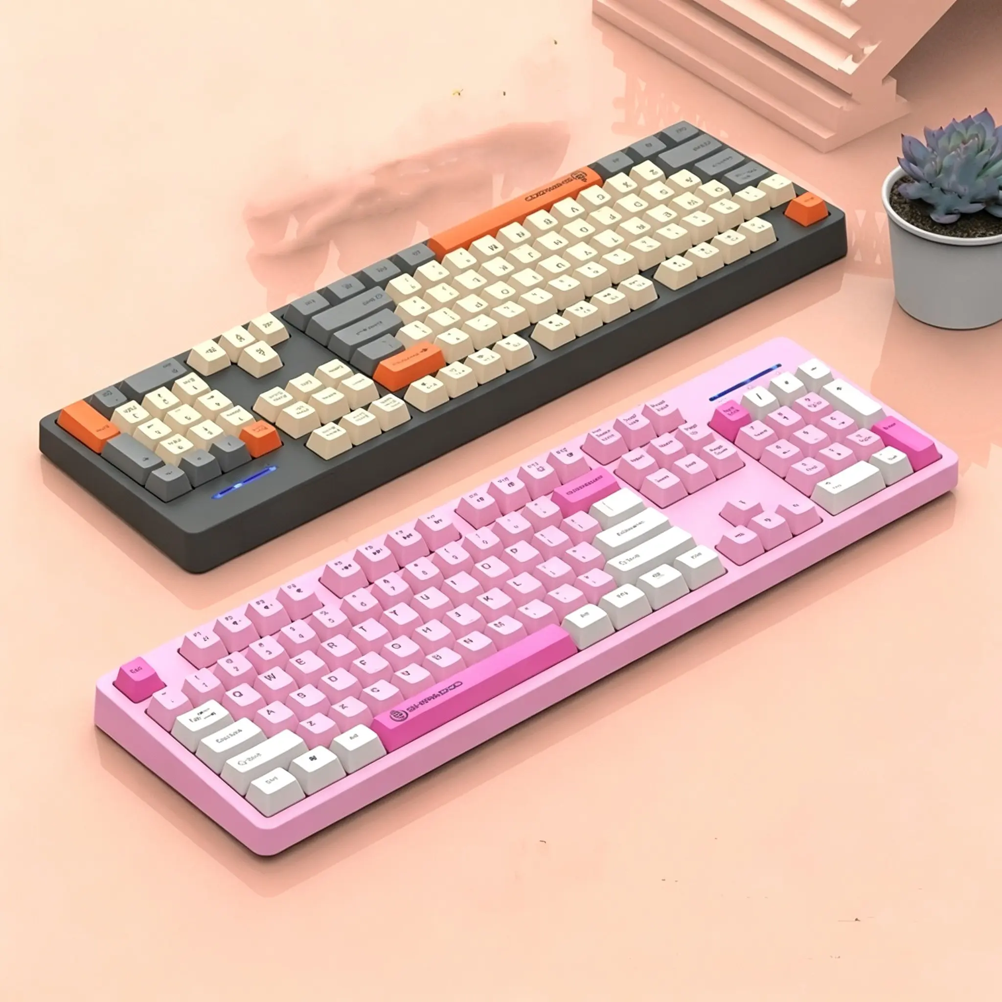 Nexusclick K600 104-Keys Mechanical Touch Feel Color Matching Wired Keyboard Full-Size Office Stylish Slient Click Ergonomic Design Gaming/Office/Business Keyboard With Multimedia Function For PC Computer Laptop Desktop Tablet