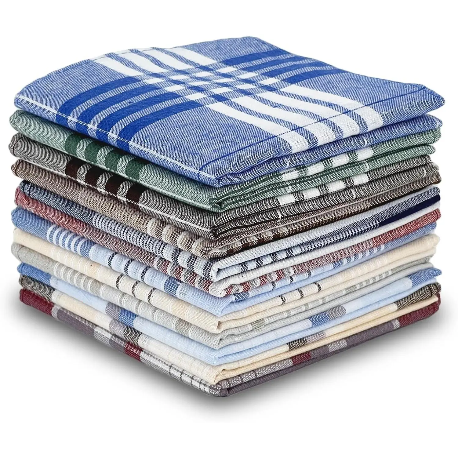 12 Pack Men's Handkerchiefs for Men Classic Assorted 16 Inch Large Mens Pocket Square Hankies Gents Hankerchieves