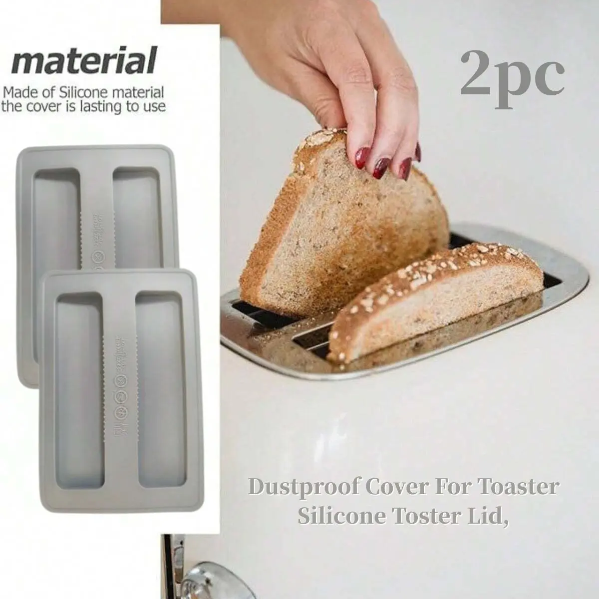 2-Pack Toaster Dust Covers, Silicone Toaster Lids, Protects From Dust, Dirt, Spills, Splashes, Stains, Insects, Kitchen Appliance Protector