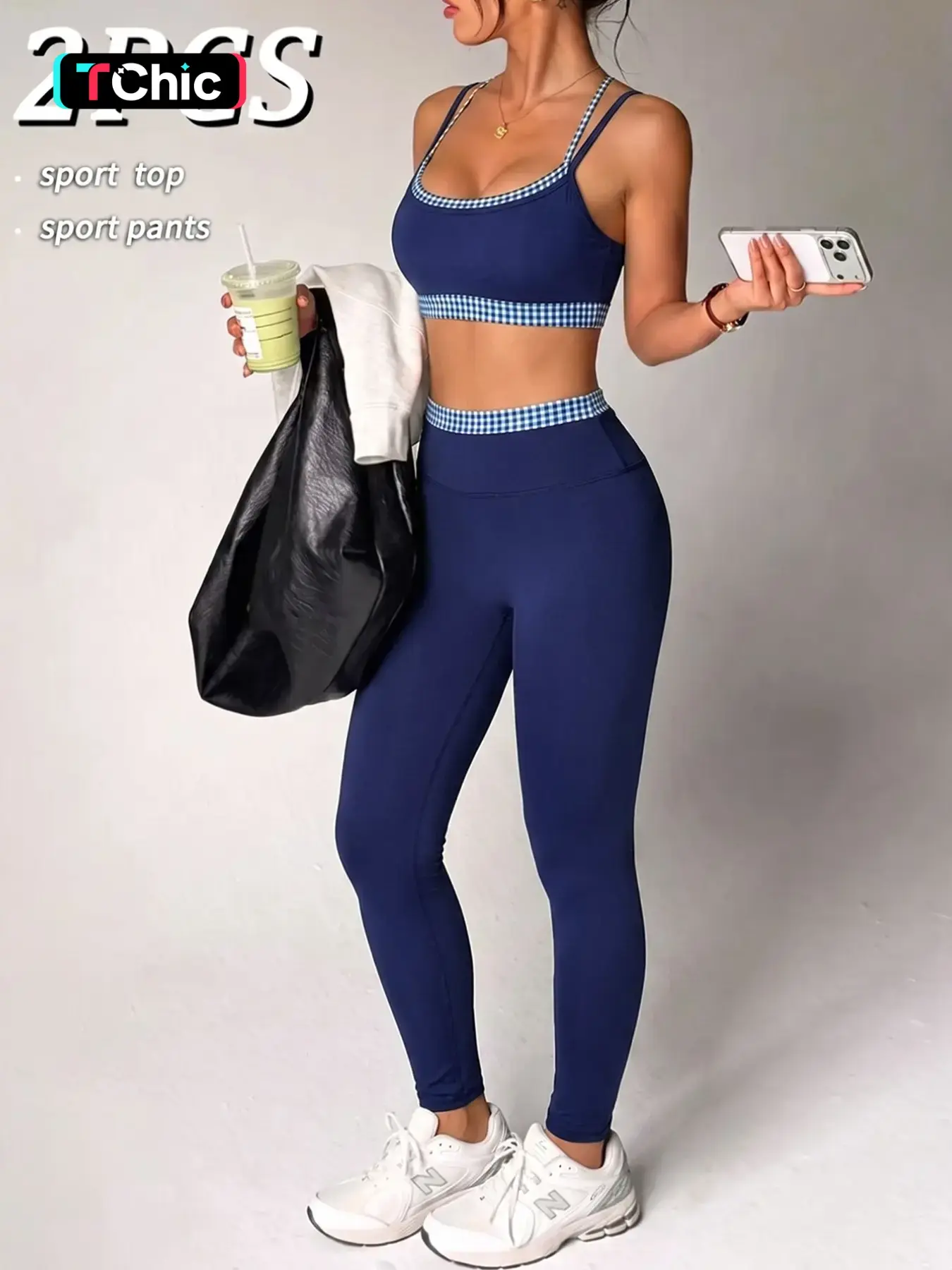 Women's Sporty High Waist Tank Top & Pants Set, Quick Dry Patchwork Design, Ideal for Daily Commute, Outdoor Running, Yoga Fitness
