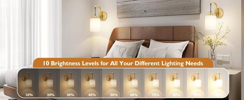 Wireless Rechargeable Wall Sconce Set of Two, 15Colors Battery Operated Wall Lights, 2 Milky Glass Wall Lamps with Remote and Dimmable Bulbs, Indoor Sconces Wall Decor for Bedroom Living Room