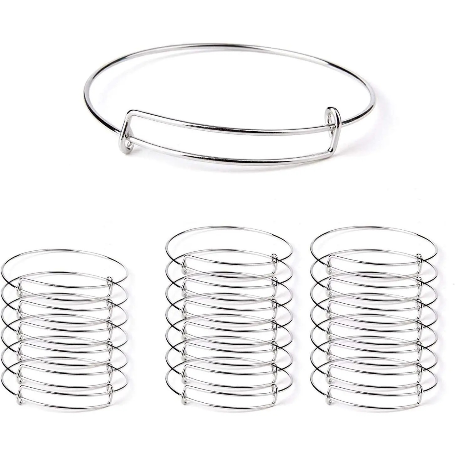 20 count-Women's Expandable Blank Bangle Adjustable Wire Bracelet for DIY  Making Bracelets 2.6 inches()