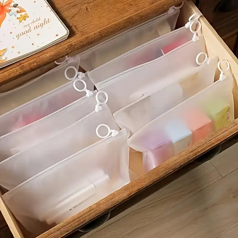 6-Pack Heavy-Duty Transparent Zipper Bags, Fade-Resistant PVC Storage Bags with Handles, Reusable, Space-Saving, Durable for Travel & Office