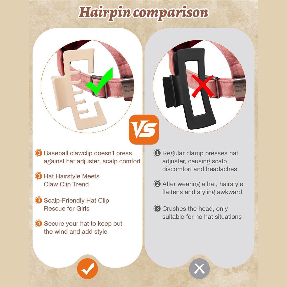 AWAYTR 4Pack Hat-Friendly Claw Clips for Baseball Caps Trucker Hat Hair Clips for Women Hair Claws Clips for Thick Hair Hat Hairstyles Gifts Hair Accessories