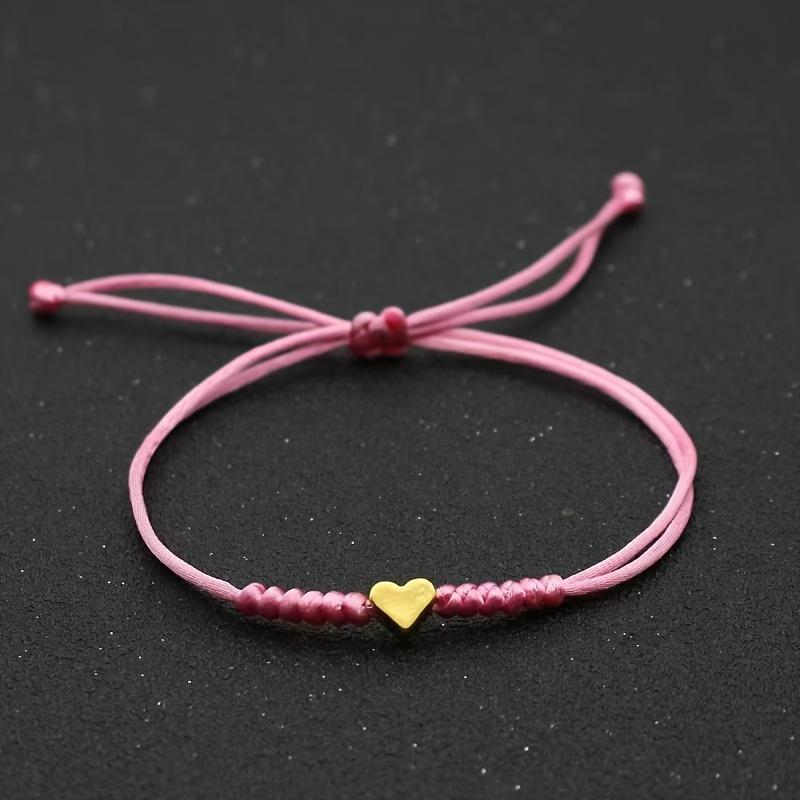 [Chic Red Rope Bracelet] Handcrafted Adjustable Red Rope Chic Bracelet with Heart Charm | Versatile Accessory for Women, Perfect for Everyday & Party Wear