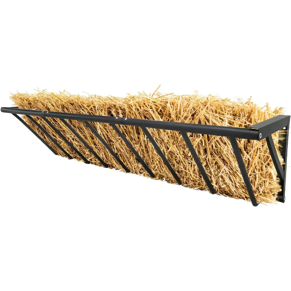Wall Mount Hay Rack, 63/40/27 in Long Livestock Feeder with 67 gal Large Capacity, Heavy Duty Carbon Steel Hay Feeder for Sheep, Goats, Horses, Indoor Outdoor Uses, Easy Install & No Waste