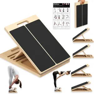 Homhut Wooden Calf Stretcher Slant Board Adjustable Incline Physical Therapy Equipment for Squats Pilates Ankle Heel Feet Leg Stretching Home Fitness