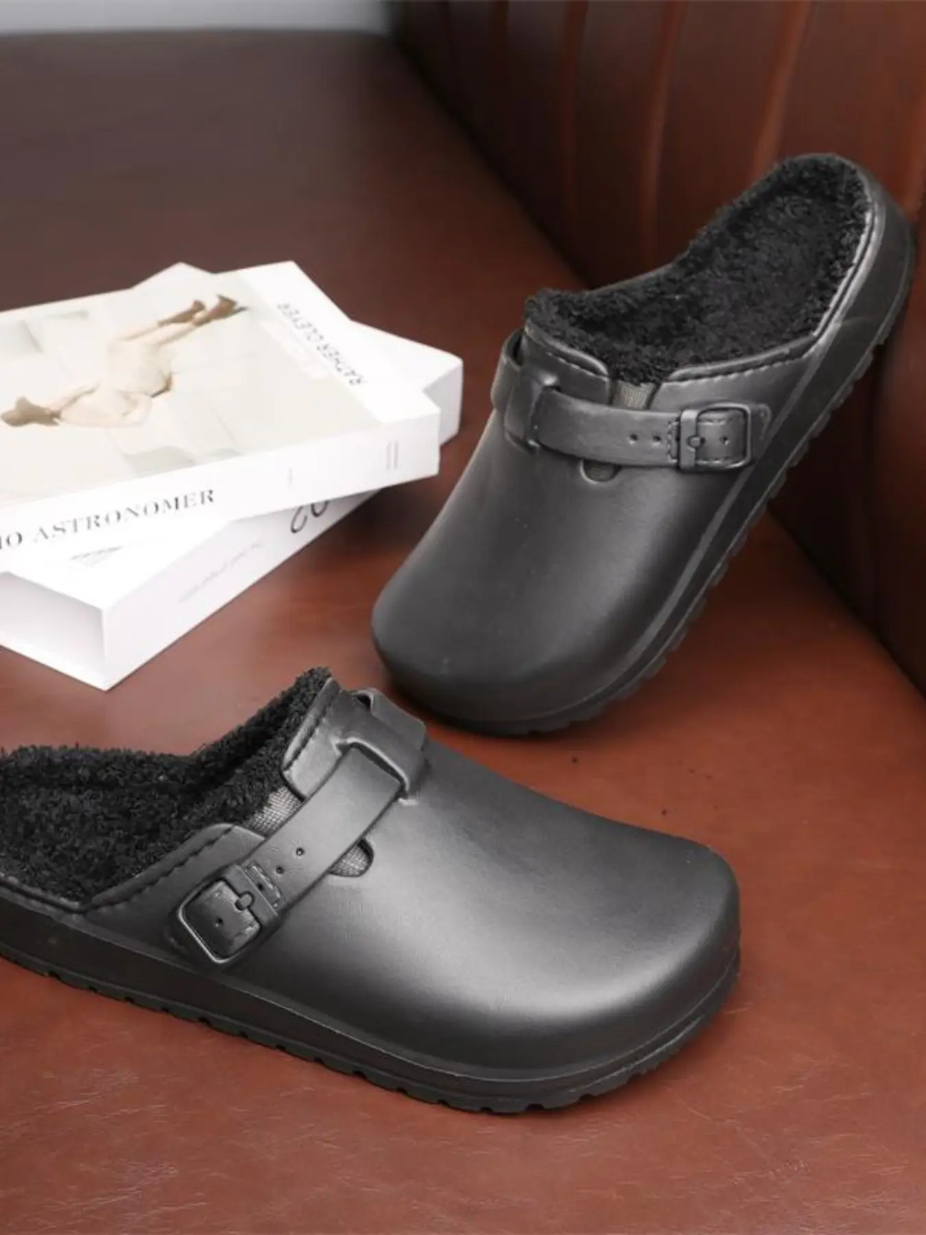 Fleece Lined Eva Clogs for Men Women, Winter Warm Plush Lined Slip on Mules, Non-Slip Indoor Outdoor Home Slippers, Thick Sole Clogs