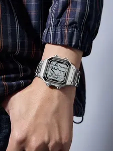 Men's Watch, Steel Band, Multifunctional Fashion Countdown Alarm Clock, Single Display Square Night Light Waterproof, Great Gift Choice [6380]