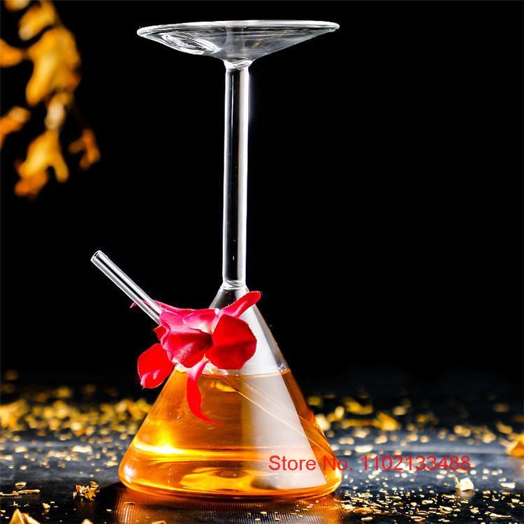 Creative Glass Cup Upside Down Martini Cocktail Glasses Restaurant Cuisine Sashimi Dry Ice Container Leisure Bar Cold Drink Cup