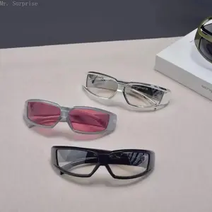 Full Rim Square Sunglasses,Nylon Frame with Glitter Detail, Polarized Reflective Lenses, Cyberpunk Style Unisex Fashion Eyewear