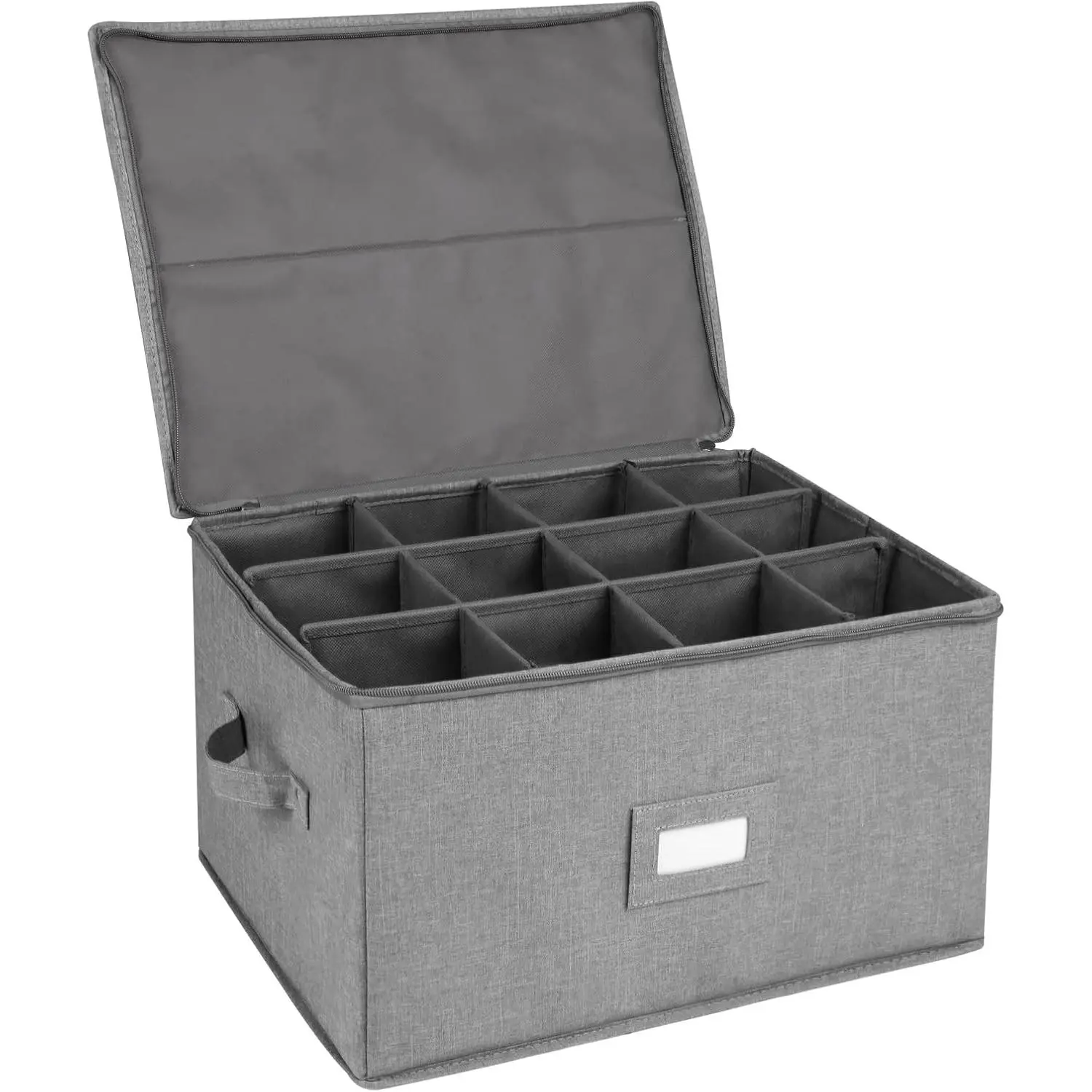 Stemware Storage Cases,  Glass Storage Box Containers with Dividers | Stackable  Storage Containers for 12  Glasses, Drinkware, Glassware or  (Light Grey)