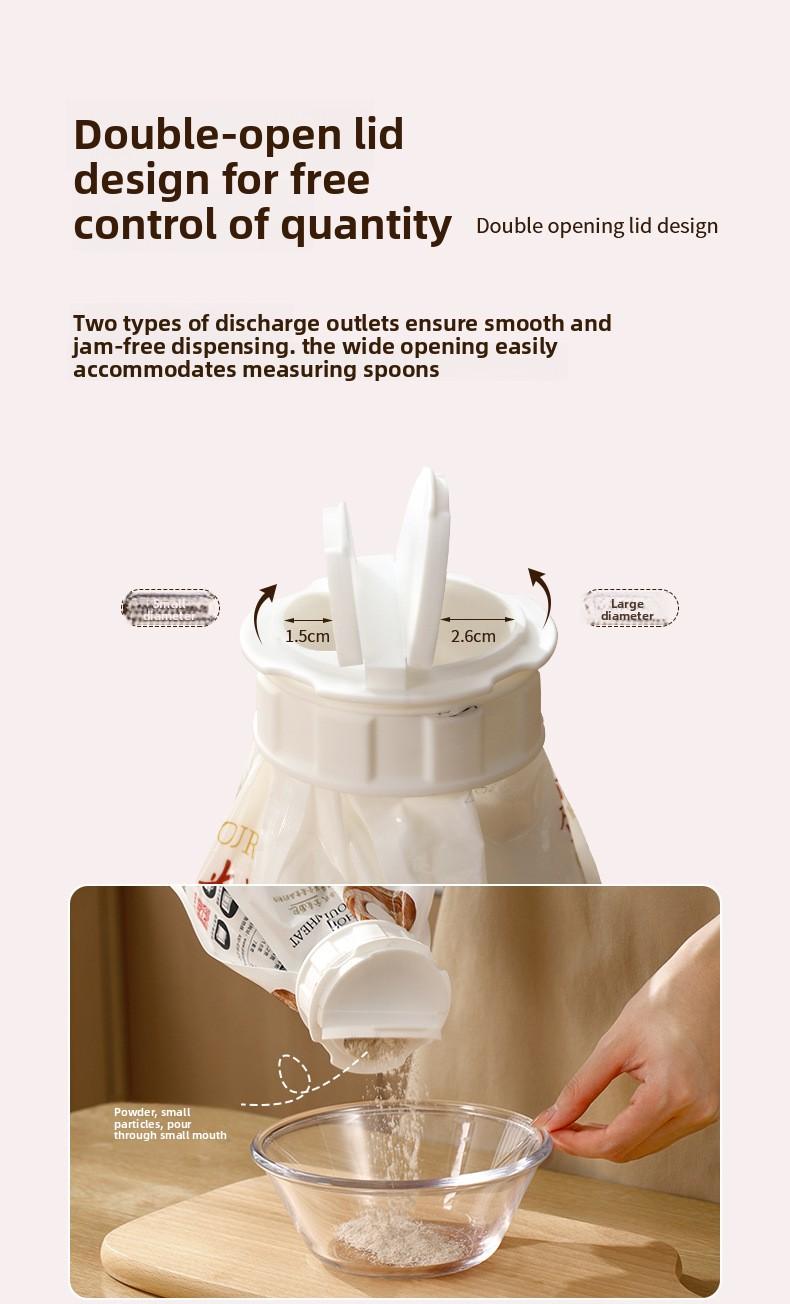 FaSoLa Kitchen Double-Opening Spout Moisture-Proof Sealing Lid for Oatmeal and Flour, Food Preservation Sealing Cover for Bagged Foods