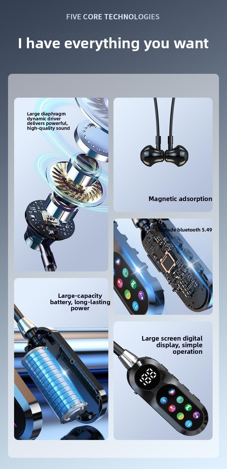 Wireless Neckband Bluetooth Headset for Singing Live Streaming with Real-Time Monitoring & Voice Changer, Long Battery Life & Display, Perfect for Karaoke/Gaming/Travel (No Brand) Portable Speaker Lights